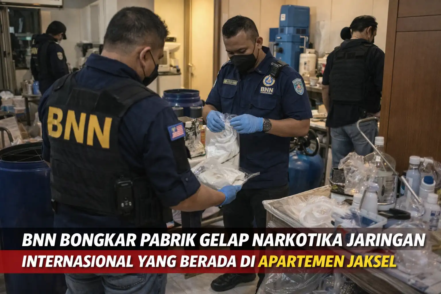 Read more about the article BNN Bongkar Pabrik Gelap Narkotika Jaringan Internasional Yang berada di Apartemen Jaksel