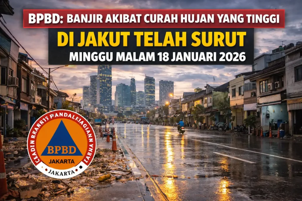 BPBD Banjir Akibat Curah Hujan Yang Tinggi di Jakut Telah Surut Minggu Malam 18 Januari 2026
