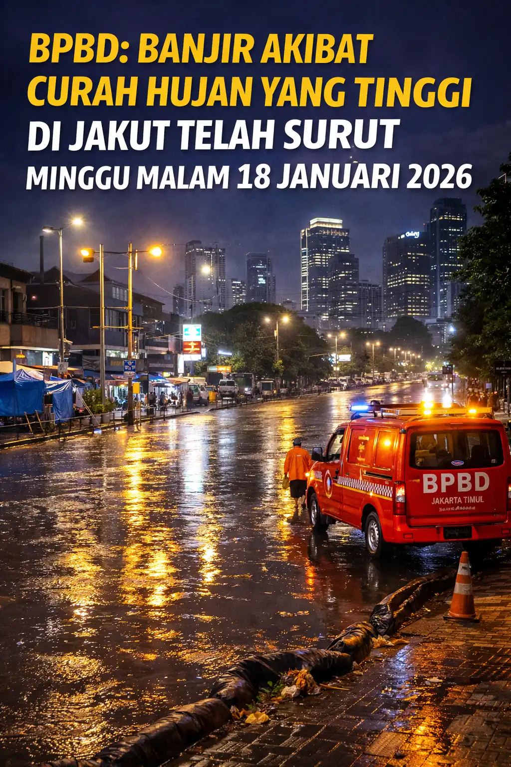 Read more about the article BPBD: Banjir Akibat Curah Hujan Yang Tinggi di Jakut Telah Surut Minggu Malam 18 Januari 2026