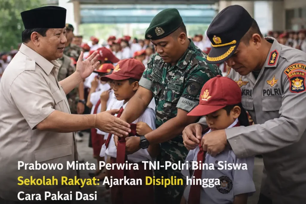 Prabowo Minta Perwira TNI-Polri Bina Siswa Sekolah Rakyat Ajarkan Disiplin hingga Cara Pakai Dasi