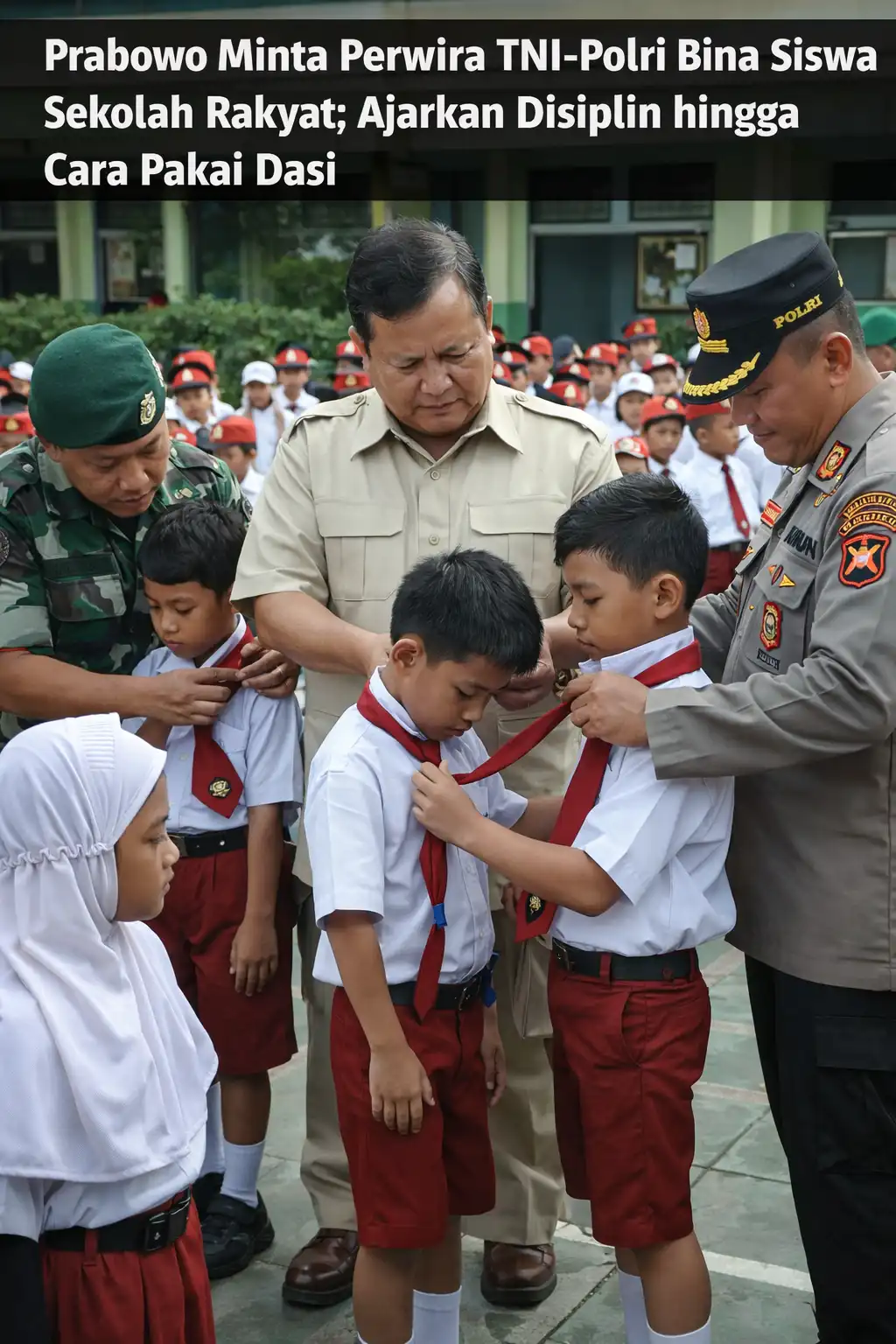 Read more about the article Prabowo Minta Perwira TNI-Polri Bina Siswa Sekolah Rakyat: Ajarkan Disiplin hingga Cara Pakai Dasi