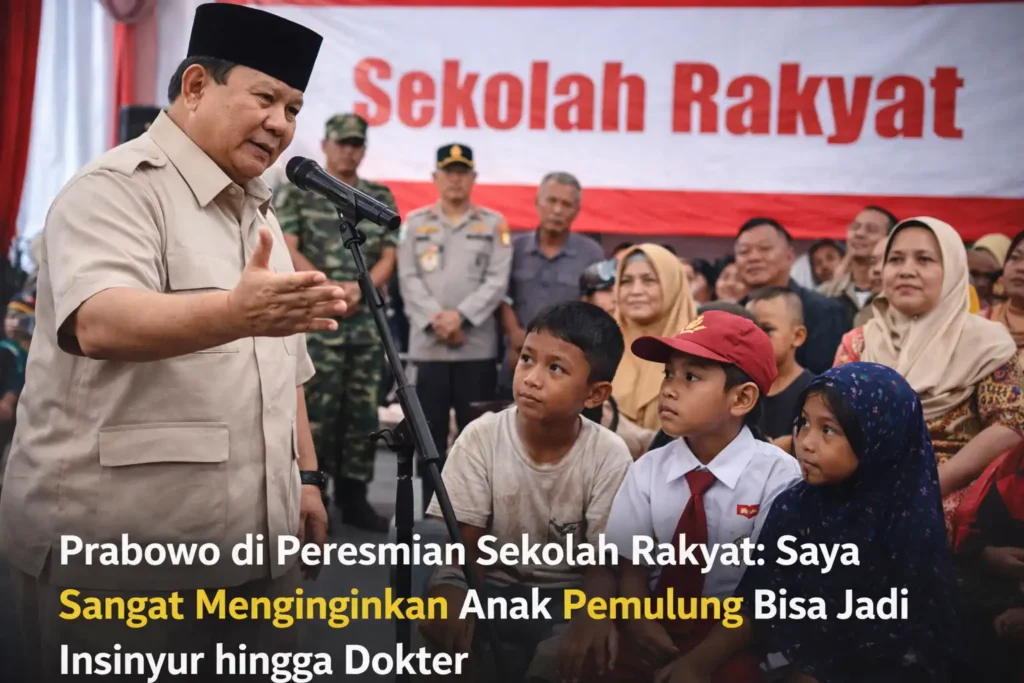Prabowo di Peresmian Sekolah Rakyat Saya Sangat Menginginkan Anak Pemulung Bisa Jadi Insinyur