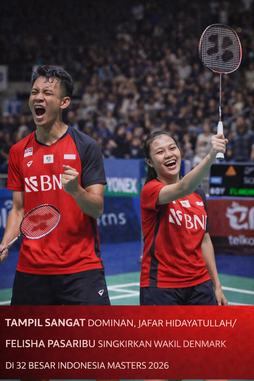 Read more about the article Tampil Sangat Dominan, Jafar Hidayatullah/Felisha Pasaribu Singkirkan Wakil Denmark di 32 Besar Indonesia Masters 2026